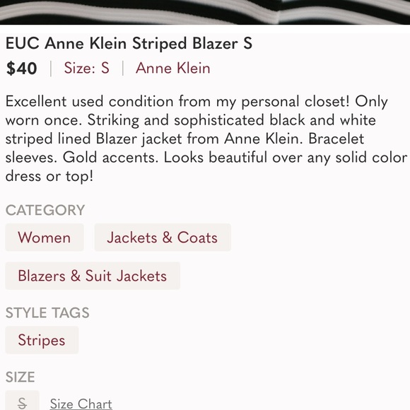EUC Anne Klein Striped Blazer S - Picture 5 of 5